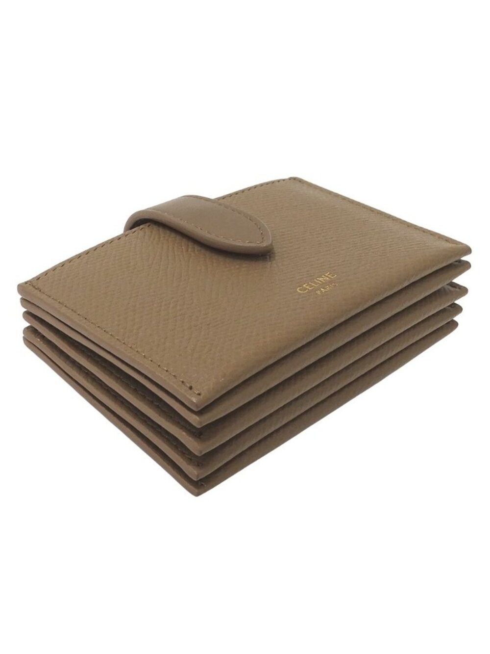 Celine Card Case Business Holder Accordion Leather Beige Brown - Picture 3 of 10
